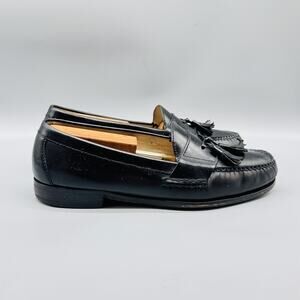 Cole Haan Shoes Men 10 Black Leather Tassel Loafer Dress Moc Toe Slip On Classic